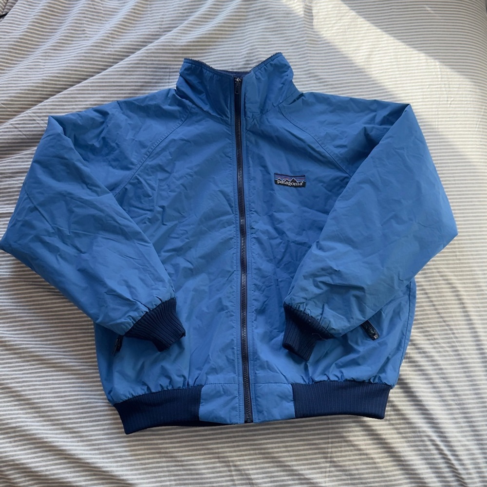 Vintage Patagonia 70’s Fleece Lined Nylon Ski Jacket - Big Logo Blue